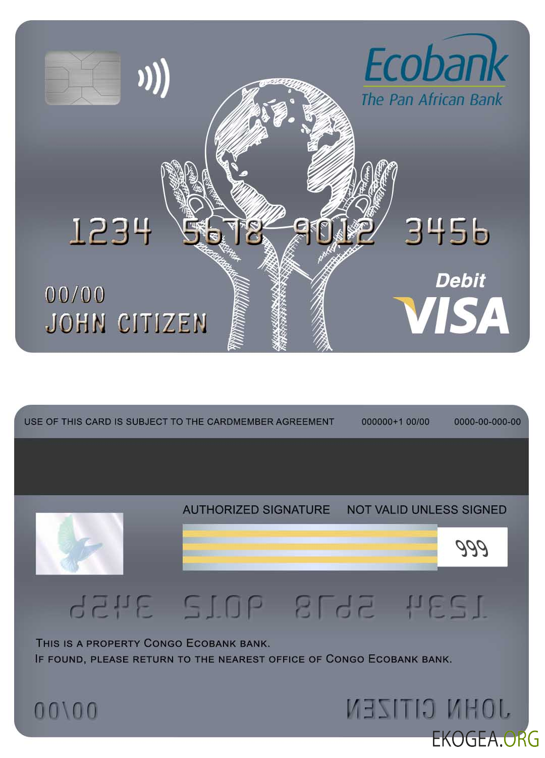 Carte de débit visa de la banque Ecobank du Congo